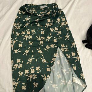green midi skirt